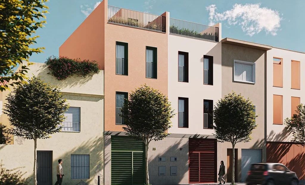 Общий вид жилого комплекса из 4 новых домов в Сант-Андреу.