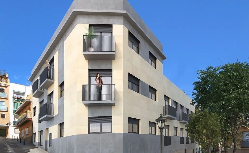 Фасад нового жилого здания — уголовая перспектива, современная архитектура, светлый камень