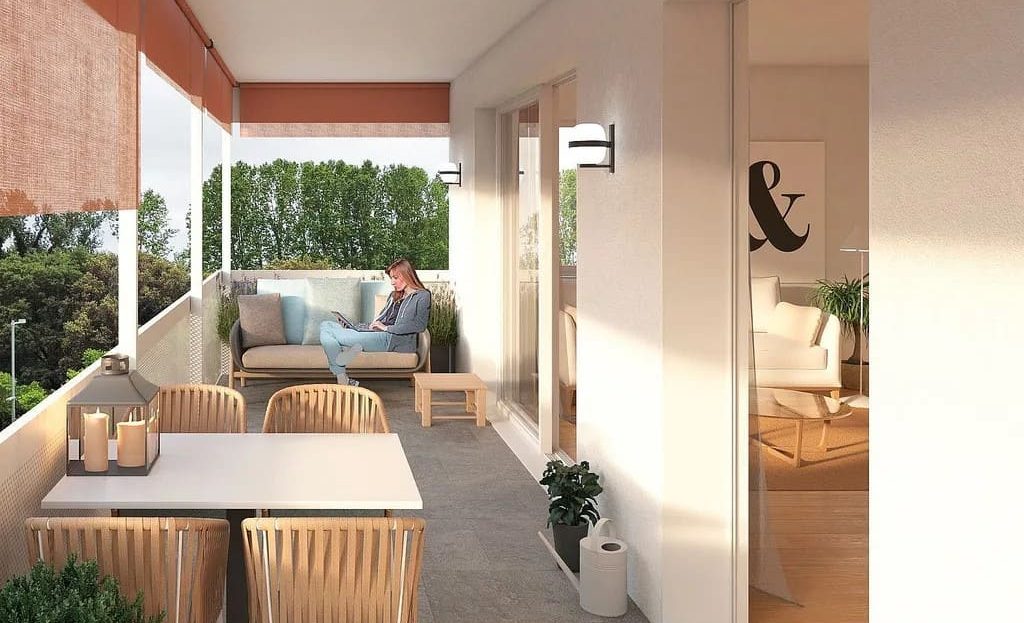 Терраса с зоной отдыха и зеленью