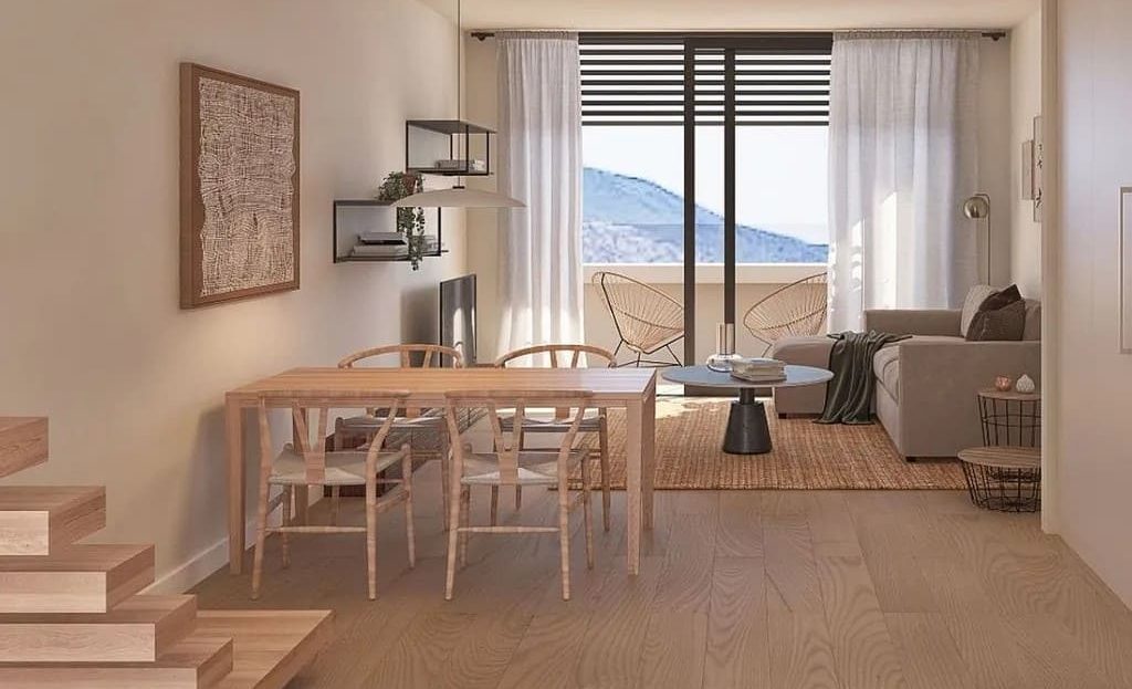 Современная кухня-гостиная открытой планировки