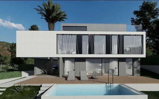 Современная вилла с бассейном и панорамными окнами, проект в Гаррафе, Ситжес