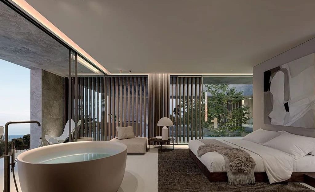 Главная спальня с панорамным видом и отдельной ванной