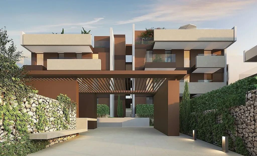 Входная группа жилого комплекса Els Cossis с современным дизайном