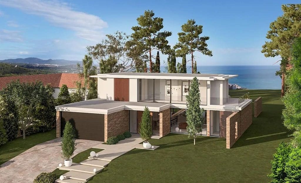 Вилла на возвышенности с панорамным видом на море и садом.