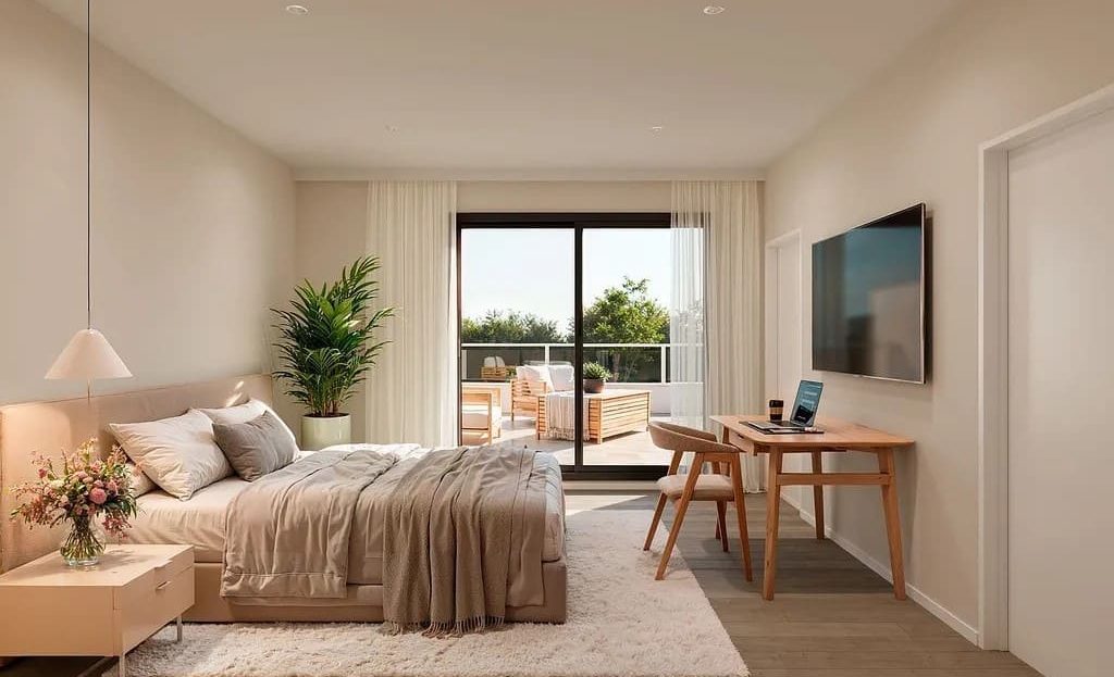 Главная спальня с большой террасой в новом доме в Камбрильсе