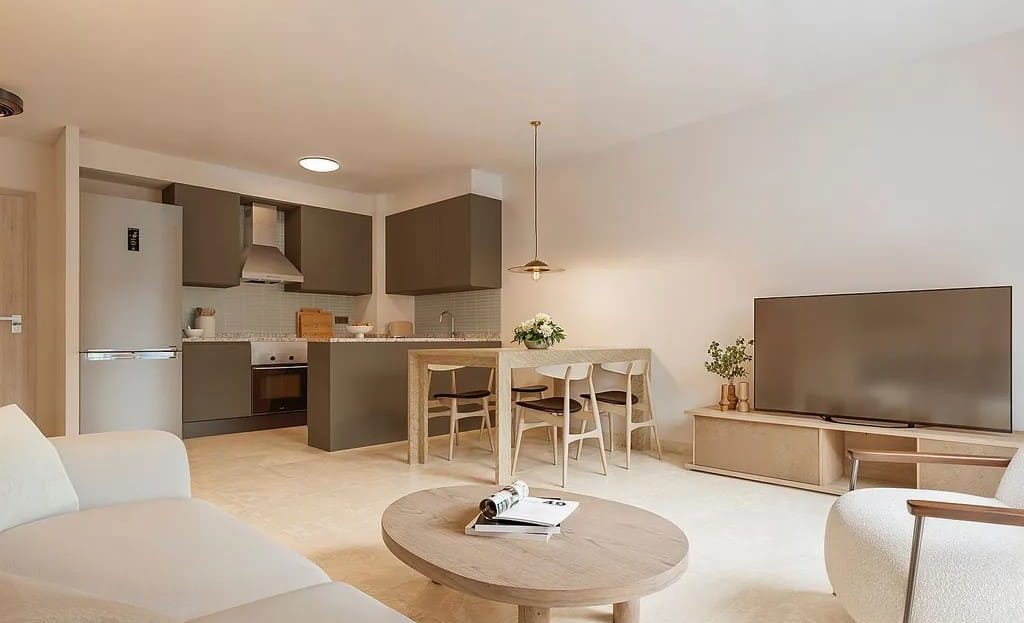 Гостиная и кухня в новой квартире Macià Vila