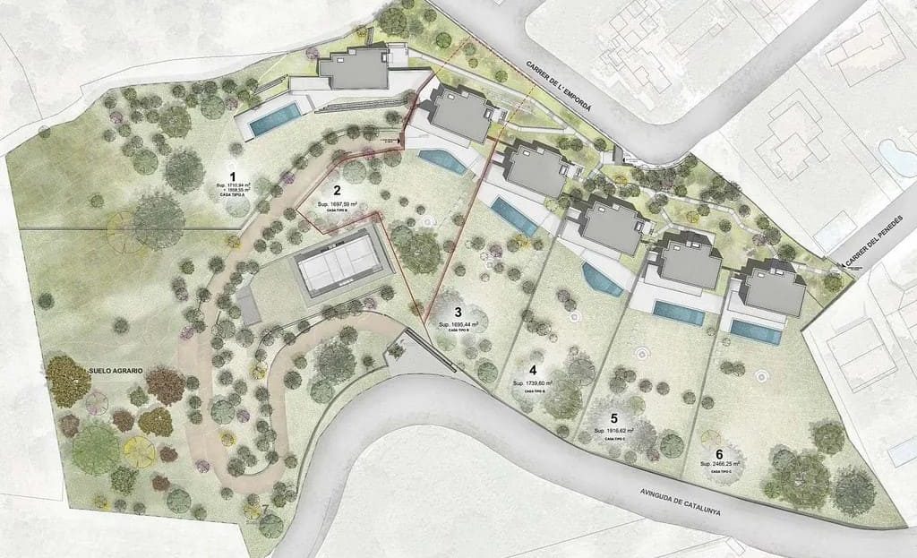 Генеральный план жилого комплекса с расположением домов и участков