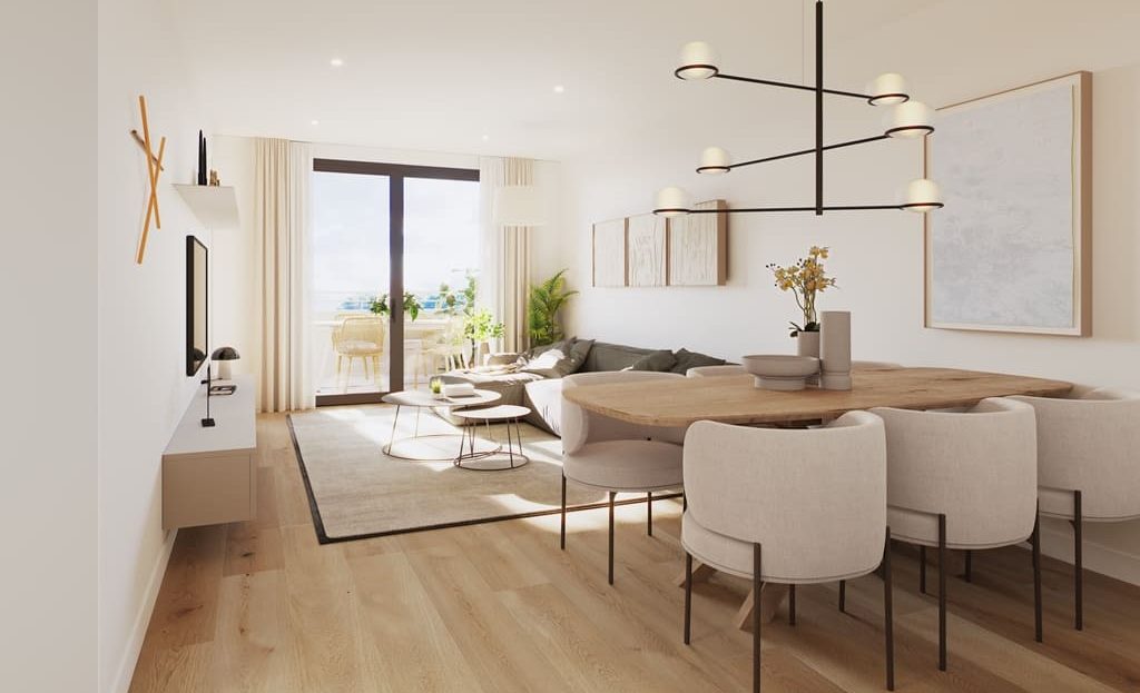 Обеденная зона в современной квартире с качественной отделкой в Ла Клота